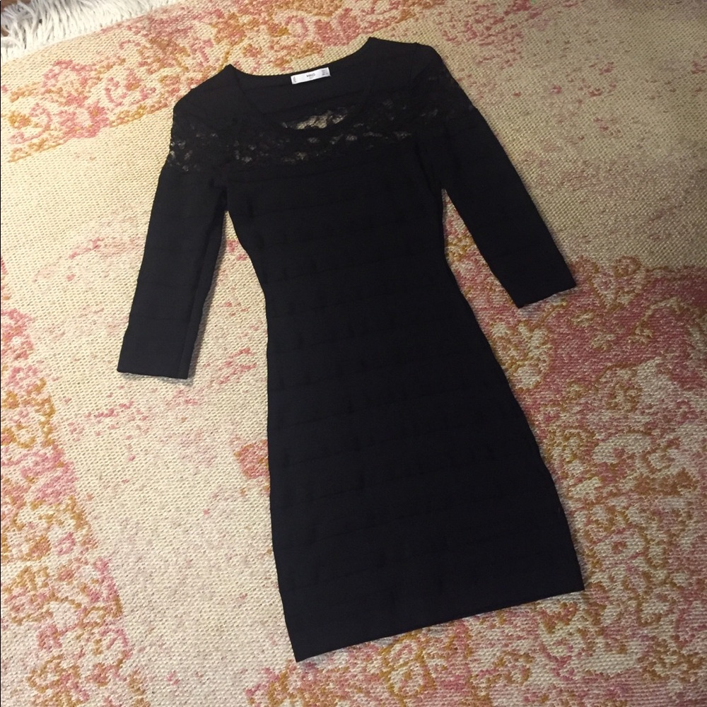 3/4 sleeve body con dress